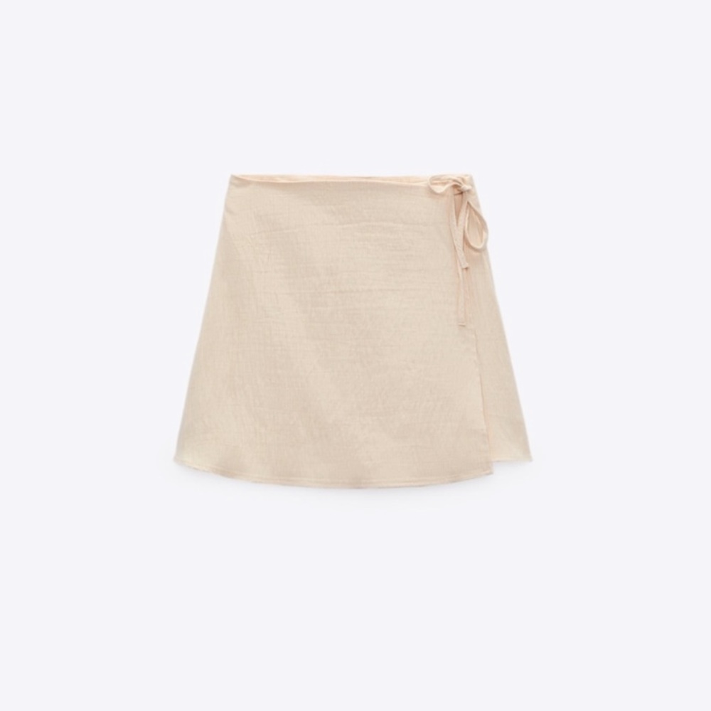 Zara Cream Wrap Mini Skirt